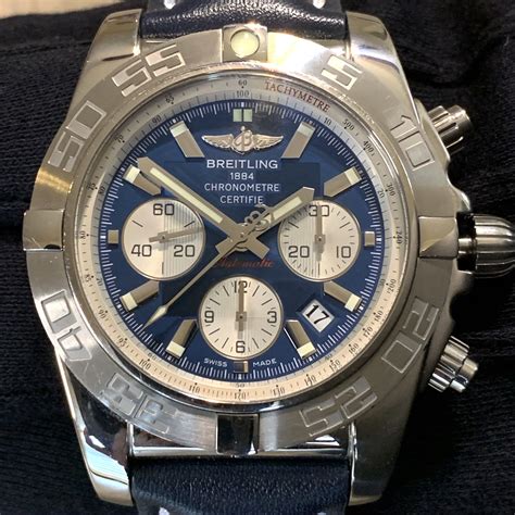 blue and silver breitling watch|breitling chronomat 44 blue dial.